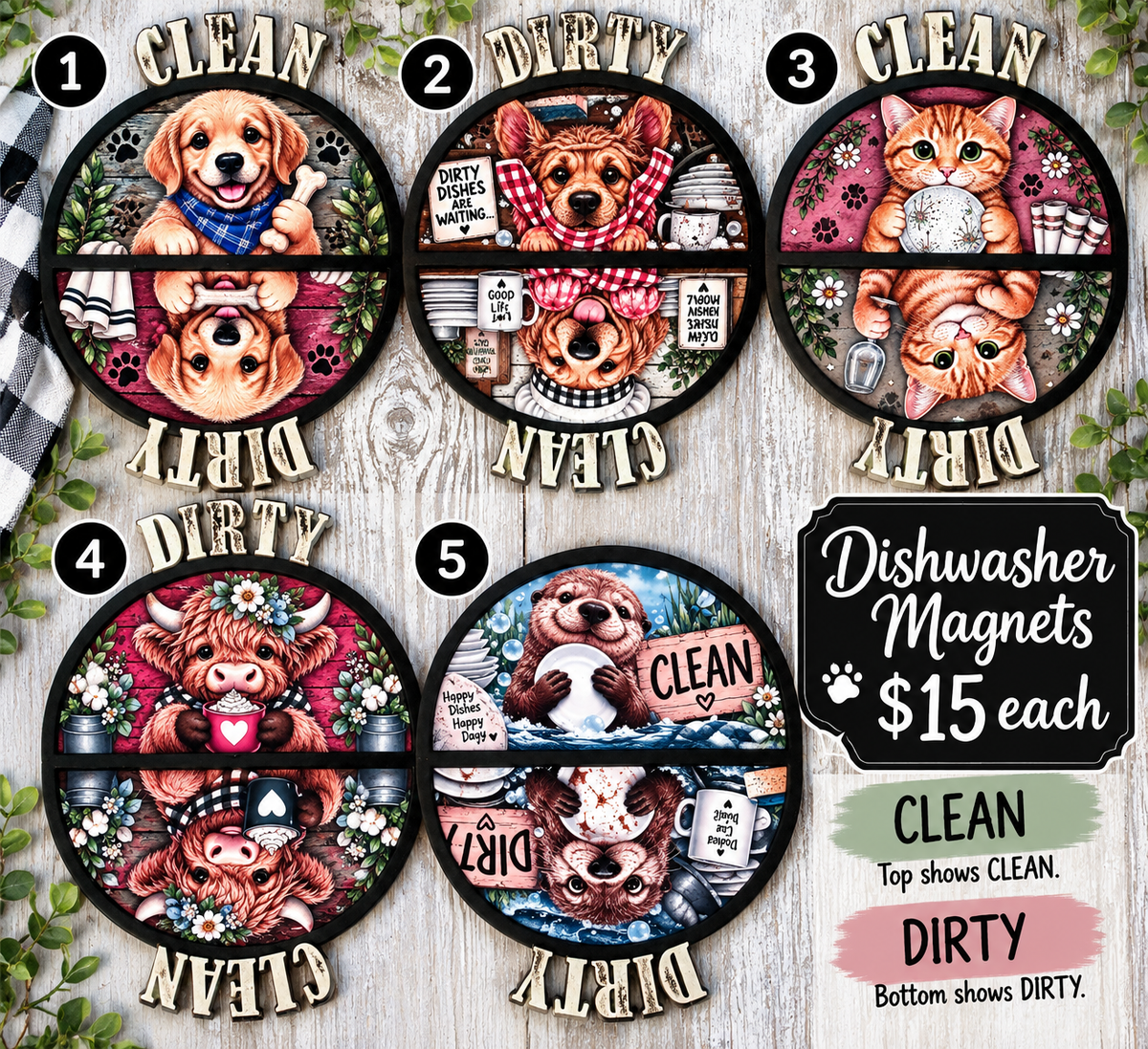 Clean Dirty Dishwasher Magnet