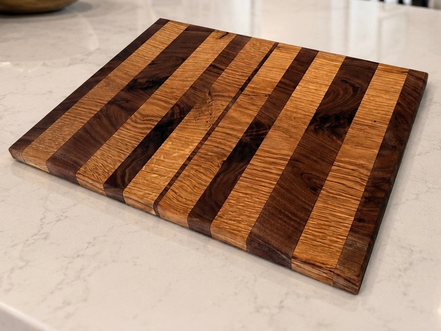 Handcrafted Maple & Oak Striped Cutting Board