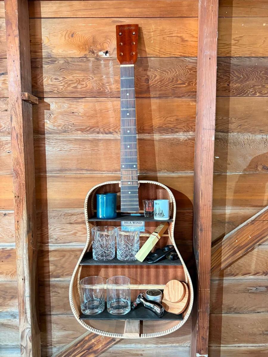 Repurposed guitar bar shelf